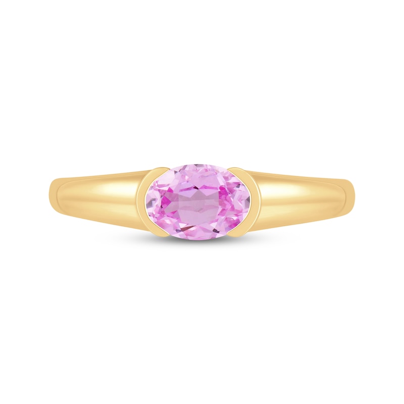 Main Image 3 of STUDIO BY KAY Oval-Cut Pink Lab-Created Sapphire Solitaire Ring 24K Yellow Gold Vermeil Sterling Silver