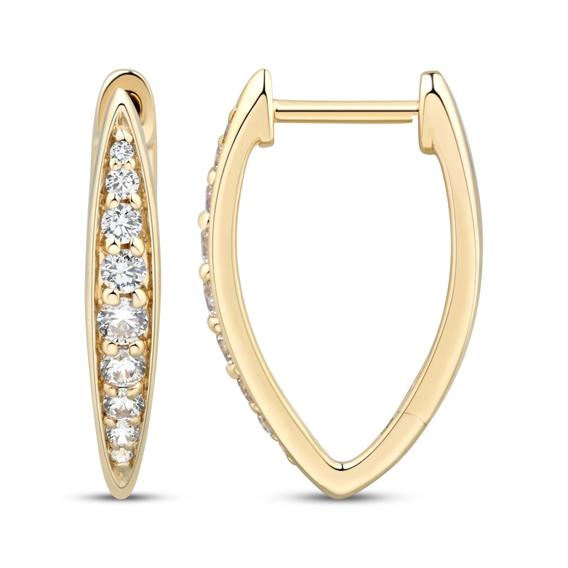 Main Image 3 of KAY Lab-Grown Diamonds Marquise V-Hoop Earrings 1/4 ct tw 10K Yellow Gold