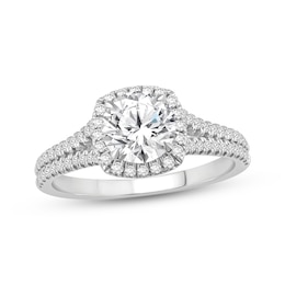 Now + Forever Certified Lab-Grown Diamonds Round-Cut Halo Engagement Ring 1-1/3 ct tw Platinum