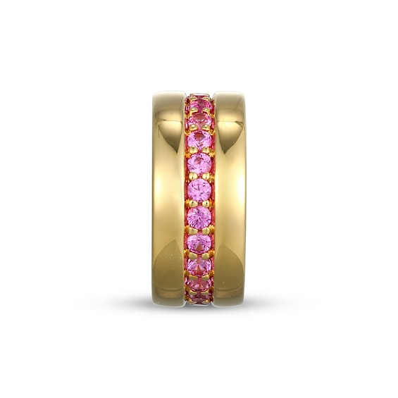 STUDIO BY KAY Pink Lab-Created Sapphire Center Stripe Rondelle Charm 24K Yellow Gold Vermeil Sterling Silver