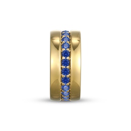 STUDIO BY KAY Blue Lab-Created Sapphire Center Stripe Rondelle Charm 24K Yellow Gold Vermeil Sterling Silver