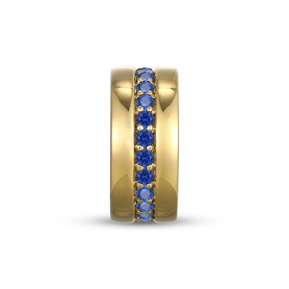 STUDIO BY KAY Blue Lab-Created Sapphire Center Stripe Rondelle Charm 24K Yellow Gold Vermeil Sterling Silver