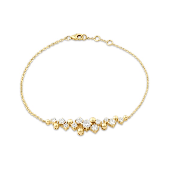 JOUJE Collection Lab-Grown Diamond & Disc Scatter Bracelet 1/2 ct tw 10K Yellow Gold 7.5"