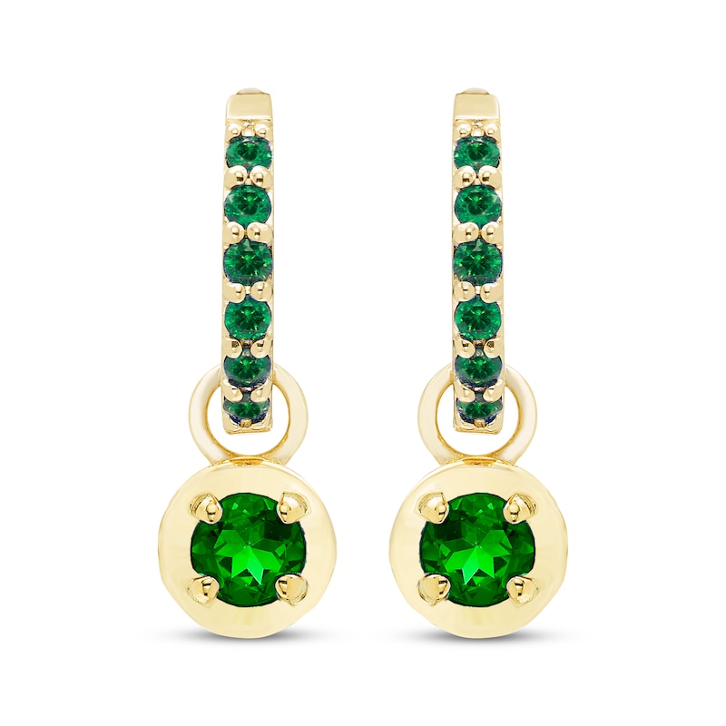 Main Image 2 of STUDIO BY KAY Lab-Created Emerald Hoop Drop Earrings 24K Yellow Gold Vermeil Sterling Silver