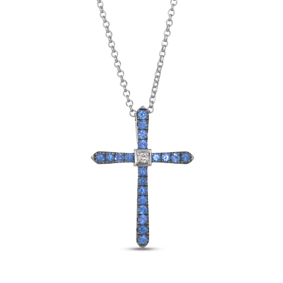 Le Vian Blue Sapphire & Diamond Accent Necklace 14K Vanilla Gold 19"
