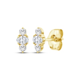 KAY Lab-Grown Diamonds Oval & Round-Cut Three-Stone Stud Earrings 1/4 ct tw 10K Yellow Gold