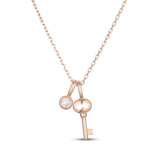 Rocksbox The Amara Lab-Grown Diamond Key Necklace 1/15 ct tw 18K Rose Gold-Plated Sterling Silver 18"