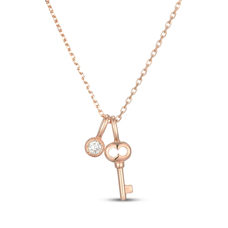 Main Image 1 of Rocksbox The Amara Lab-Grown Diamond Key Necklace 1/15 ct tw 18K Rose Gold-Plated Sterling Silver 18"