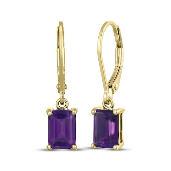 STUDIO BY KAY Emerald-Cut Amethyst Solitaire Dangle Earrings 24K Yellow Gold Vermeil Sterling Silver