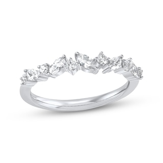Lab-Grown Diamonds Certified Marquise & Round-Cut Wedding Band 1/2 ct tw 14K White Gold