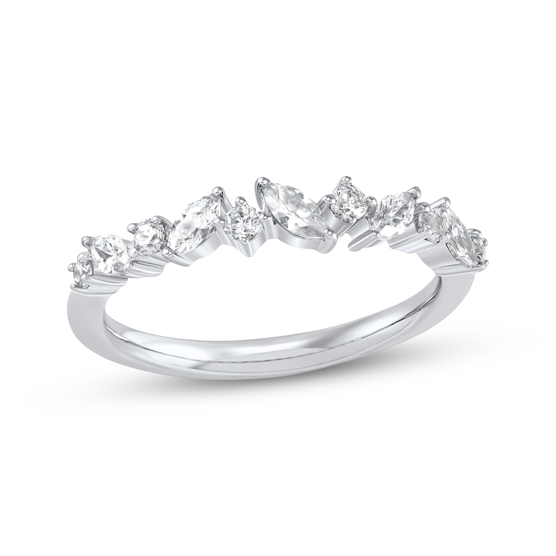 Main Image 1 of Lab-Grown Diamonds Certified Marquise & Round-Cut Wedding Band 1/2 ct tw 14K White Gold