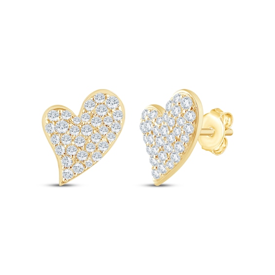 Monique Lhuillier Bliss Certified Lab-Grown Diamond Heart Stud Earrings 5/8 ct tw 24K Yellow Gold Vermeil Sterling Silver