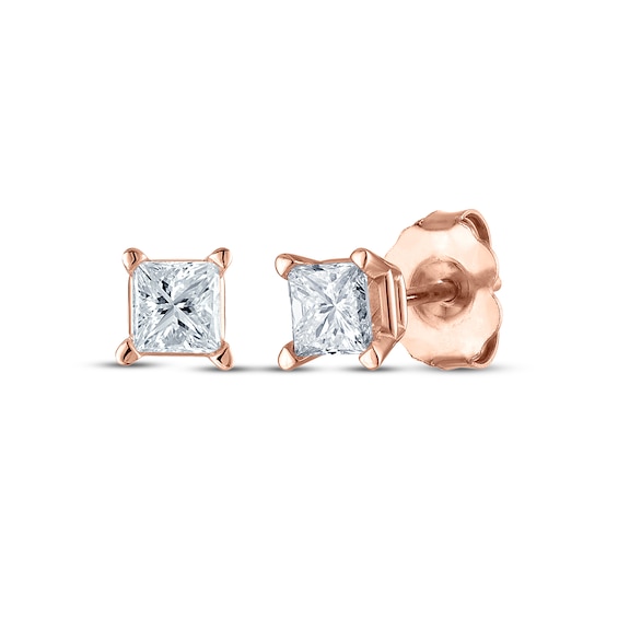Princess-Cut Diamond Solitaire Stud Earrings 1/2 ct tw 14K Rose Gold (I/I2)