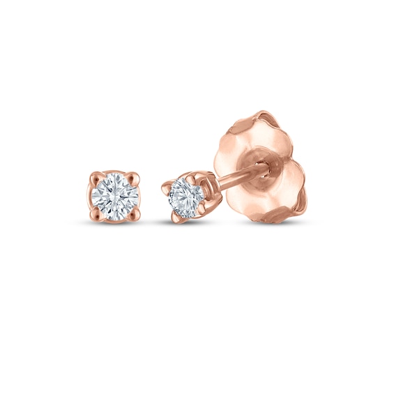 Round-Cut Diamond Solitaire Stud Earrings 1/10 ct tw 14K Rose Gold (I/I2)