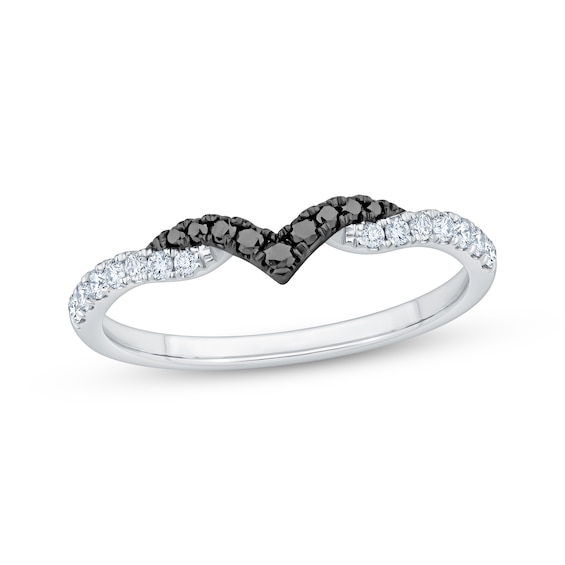 Now + Forever Black & White Diamond Contour Ring 1/4 ct tw 14K White Gold