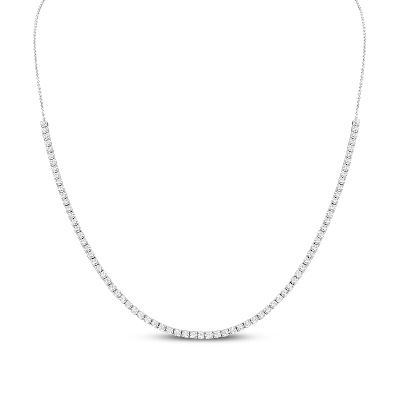 Main Image 1 of KAY Lab-Grown Diamonds & Adjustable Chain Tennis Necklace 1 ct tw Sterling Silver 18"