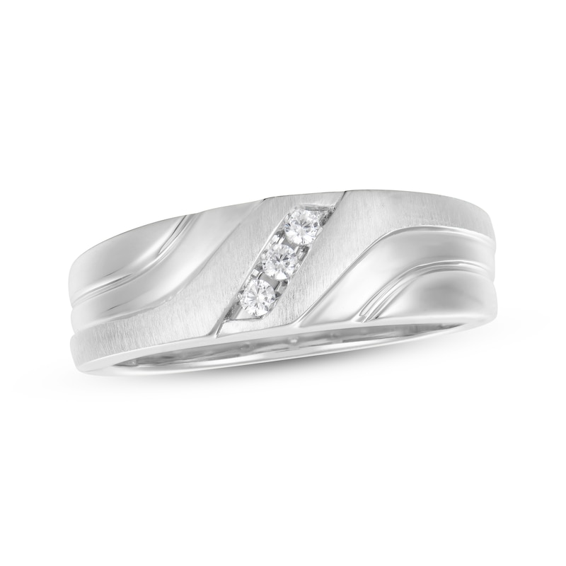 Main Image 1 of Now + Forever Lab-Grown Diamonds Men's Sculpted Wedding Band 1/15 ct tw 10K White Gold