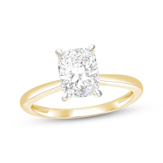 Now + Forever Lab-Grown Diamonds Certified Elongated Cushion-Cut Solitaire Engagement Ring 1-1/2 ct tw 14K Yellow Gold (F/VS2)
