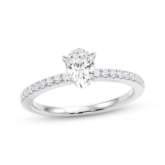 Now + Forever Lab-Grown Diamonds Certified Oval-Cut Engagement Ring 3/4 ct tw 14K White Gold