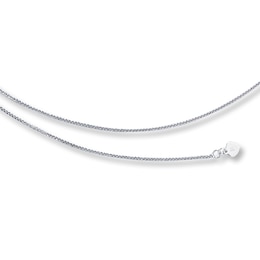 Adjustable Wheat Chain Solid 14K White Gold 26"