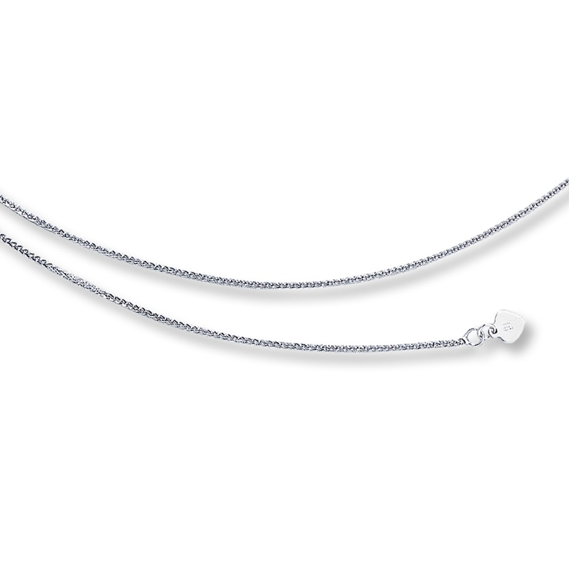 Main Image 1 of Adjustable Wheat Chain Solid 14K White Gold 26&quot;