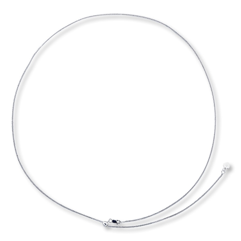 Main Image 2 of Adjustable Wheat Chain Solid 14K White Gold 26&quot;