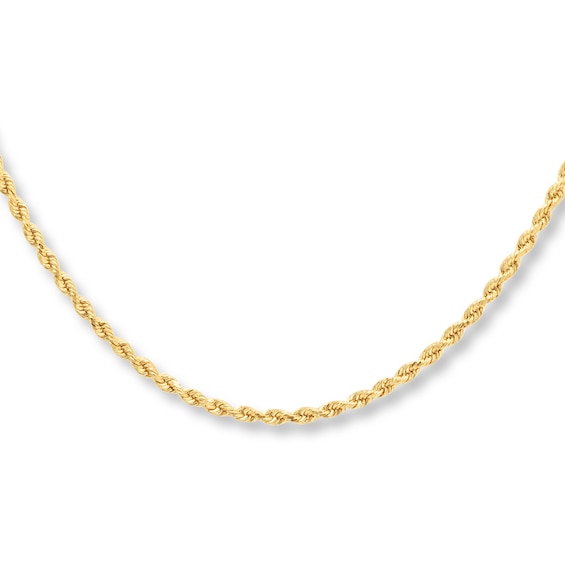 1.8mm Rope Necklace Hollow 10K Yellow Gold 30"