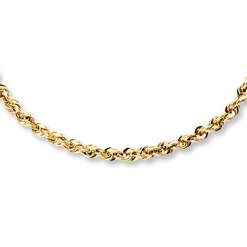 Hollow Rope Necklace 10K Yellow Gold 30"