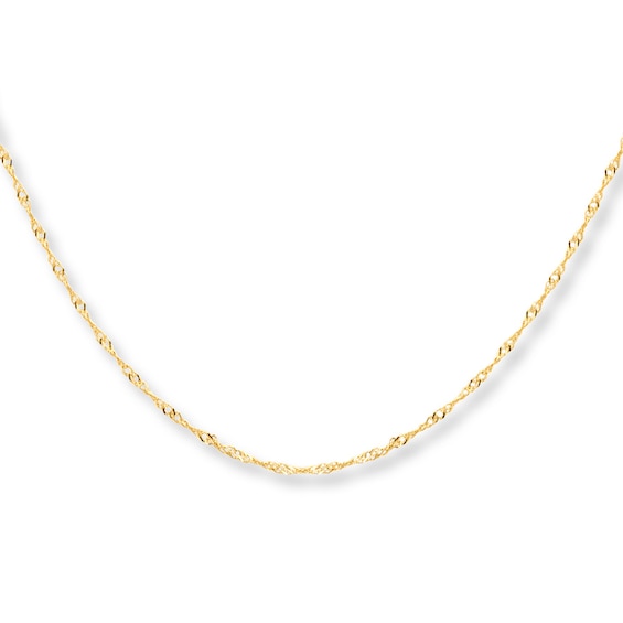 Singapore Chain Necklace Solid 10K Yellow Gold 30"