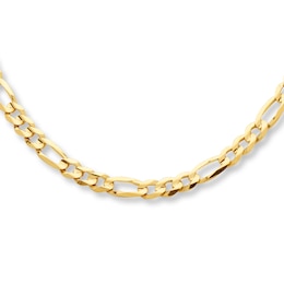 Figaro Necklace Solid 10K Yellow Gold 22"