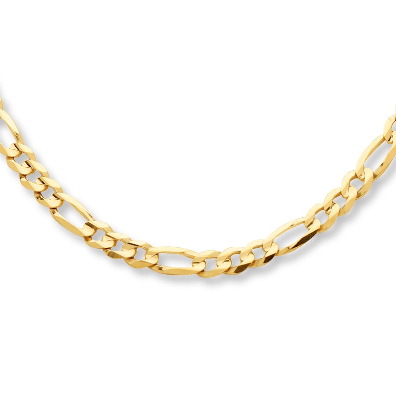 Main Image 1 of Figaro Necklace Solid 10K Yellow Gold 22&quot;