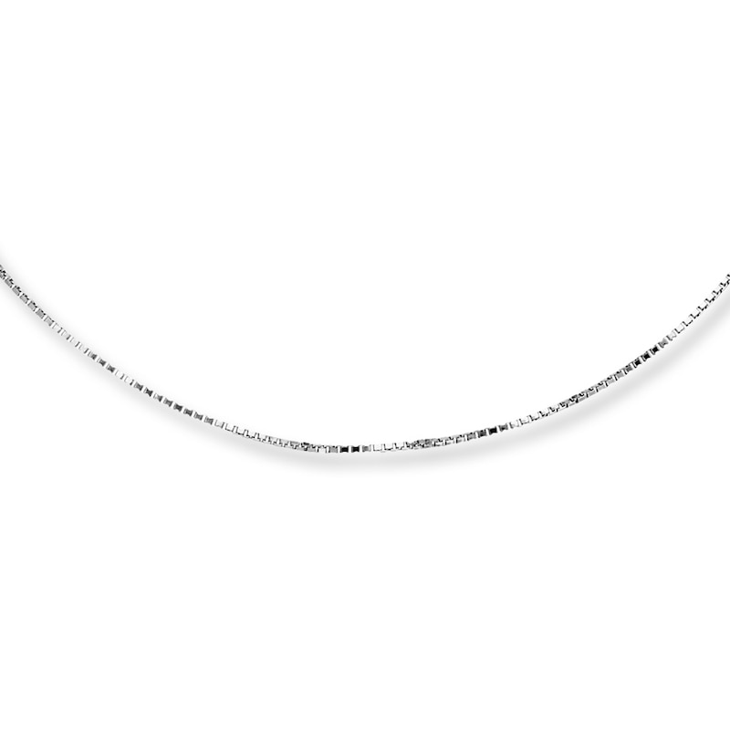 Solid Box Chain Necklace 14K White Gold 20"