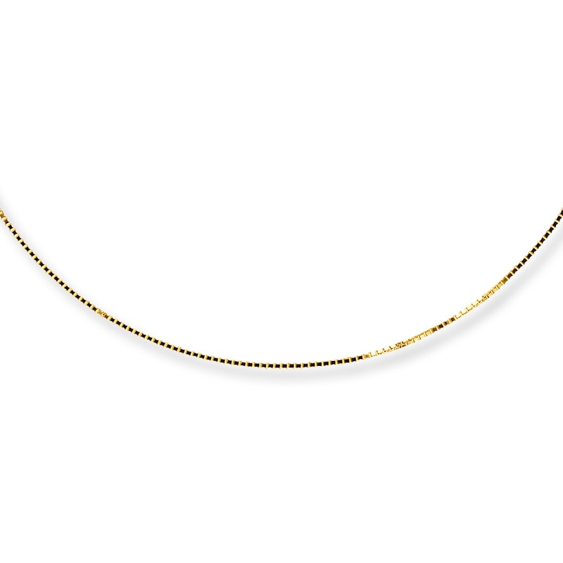 Solid Box Chain Necklace 14K Yellow Gold 24"