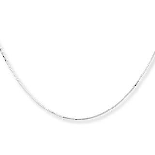 0.5mm Box Chain Necklace Solid 10K White Gold 18"