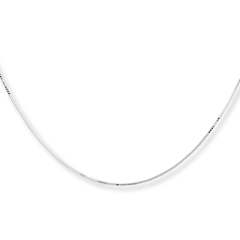 Main Image 1 of Box Chain Necklace Solid 10K White Gold 18&quot;