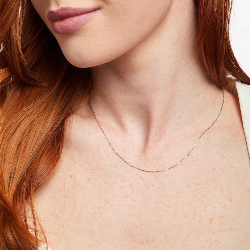 Main Image 3 of Box Chain Necklace Solid 10K White Gold 18&quot;