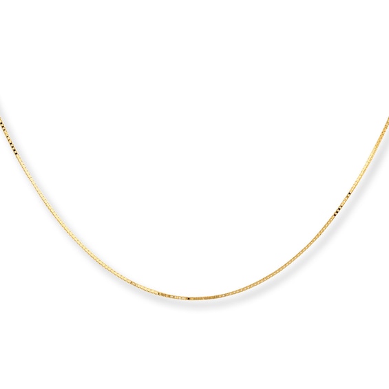 0.5mm Box Chain Necklace Solid 10K Yellow Gold 20"