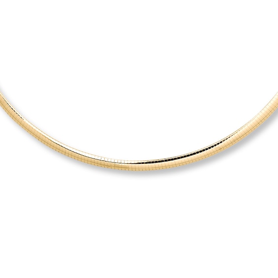Omega Necklace Solid 14K Yellow Gold 18"