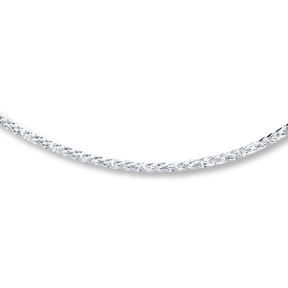 Wheat Chain Hollow 10K White Gold 22"