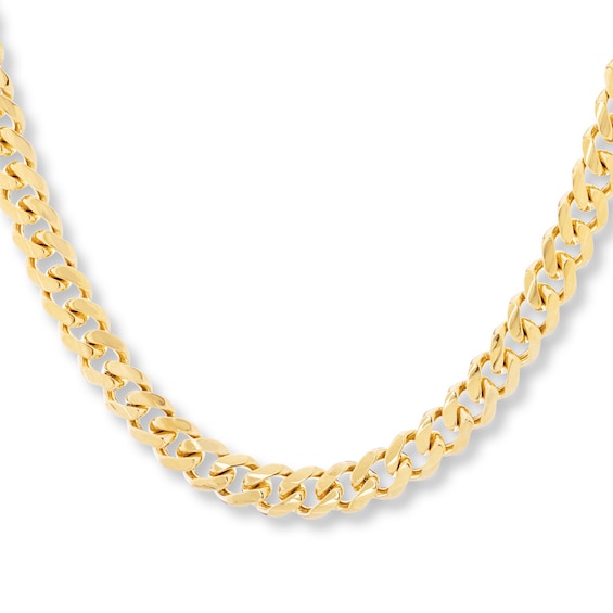 Curb Chain Necklace Solid 14K Yellow Gold 24
