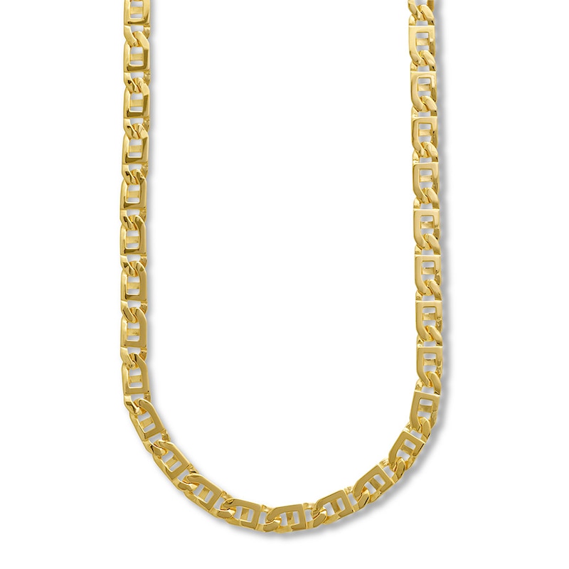 Men's Link Chain Necklace 14K Yellow Gold 24"