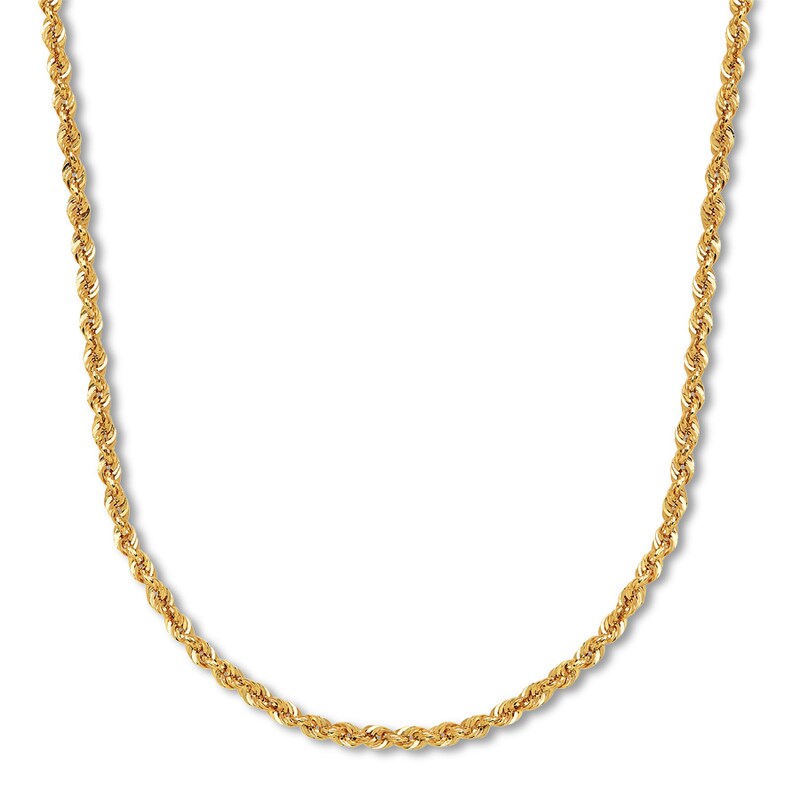 Main Image 1 of Rope Chain Necklace Semi-Solid 14K Yellow Gold 24&quot;