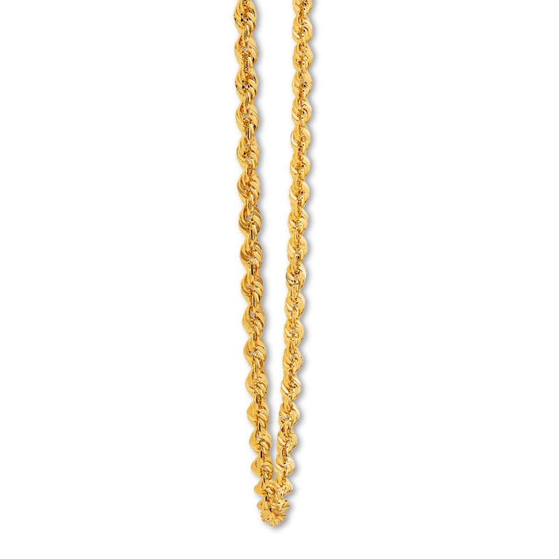 Main Image 2 of Rope Chain Necklace Semi-Solid 14K Yellow Gold 24&quot;