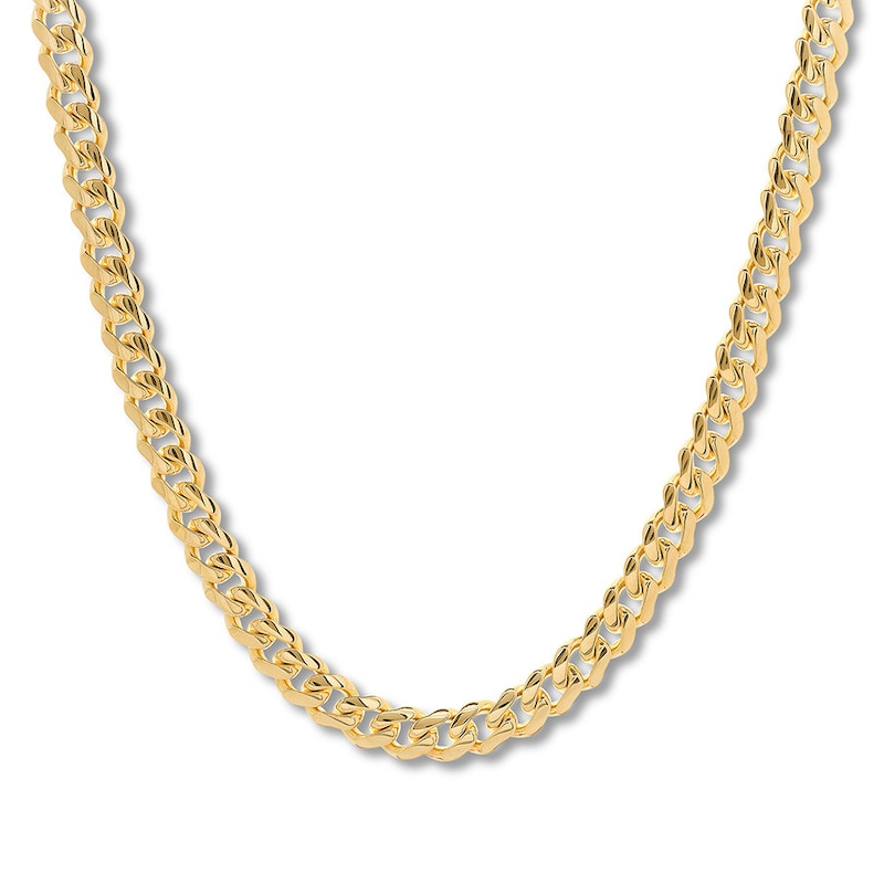 Men's Cuban Curb Chain Necklace 10K Yellow Gold 24"