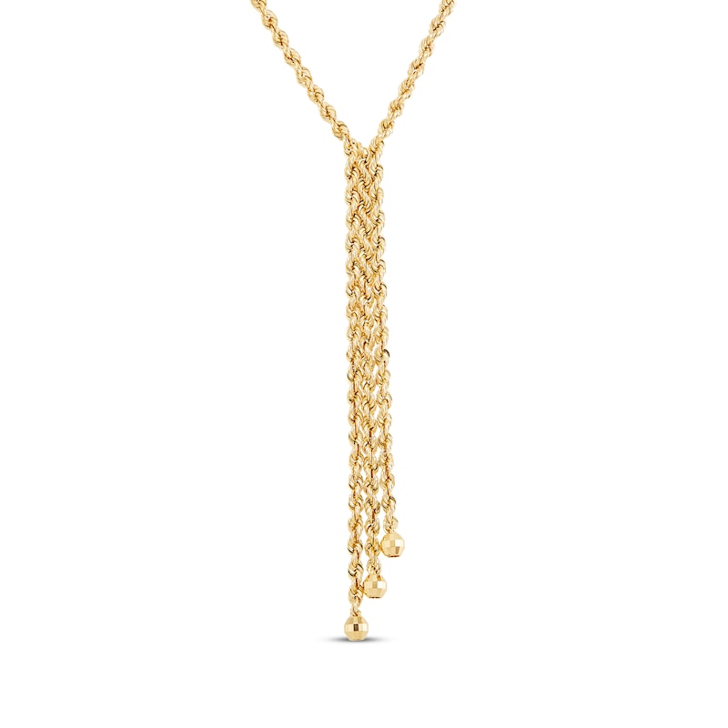 Main Image 1 of Double Rope Drop Necklace 10K Yellow Gold 17&quot;