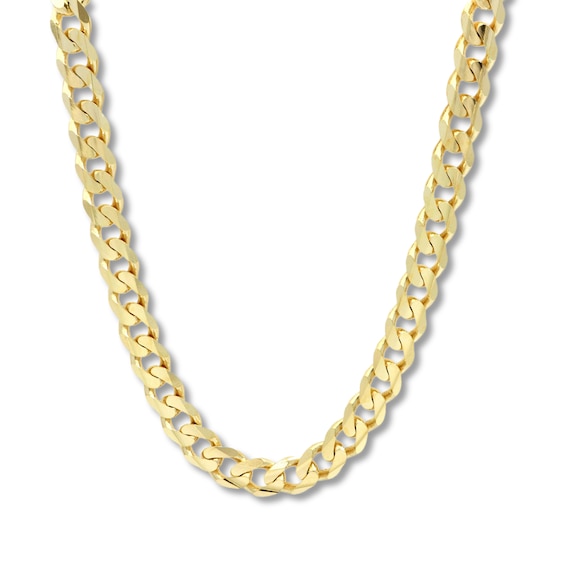 Curb Chain Necklace Solid 14K Yellow Gold 24