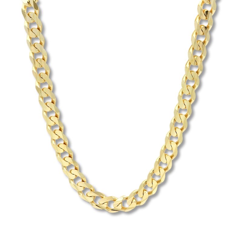 Main Image 1 of Curb Chain Necklace Solid 14K Yellow Gold 24&quot;