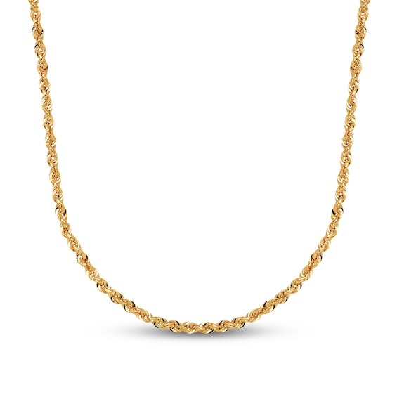 Glitter Rope Chain Necklace Semi-Solid 14K Yellow Gold 18