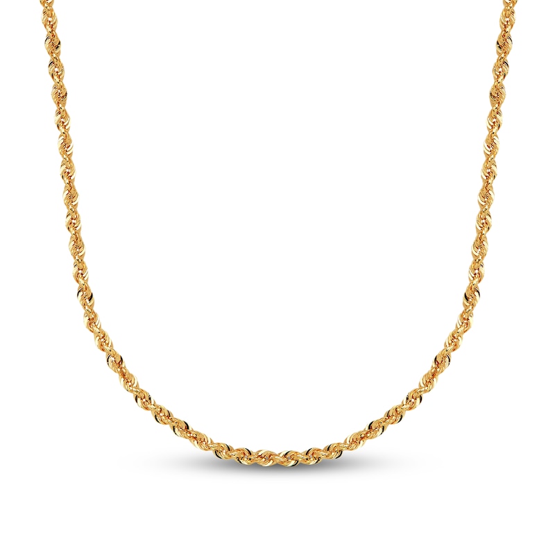 Main Image 1 of Glitter Rope Chain Necklace Semi-Solid 14K Yellow Gold 18"