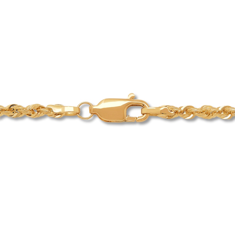 Main Image 2 of Glitter Rope Chain Necklace Semi-Solid 14K Yellow Gold 18"